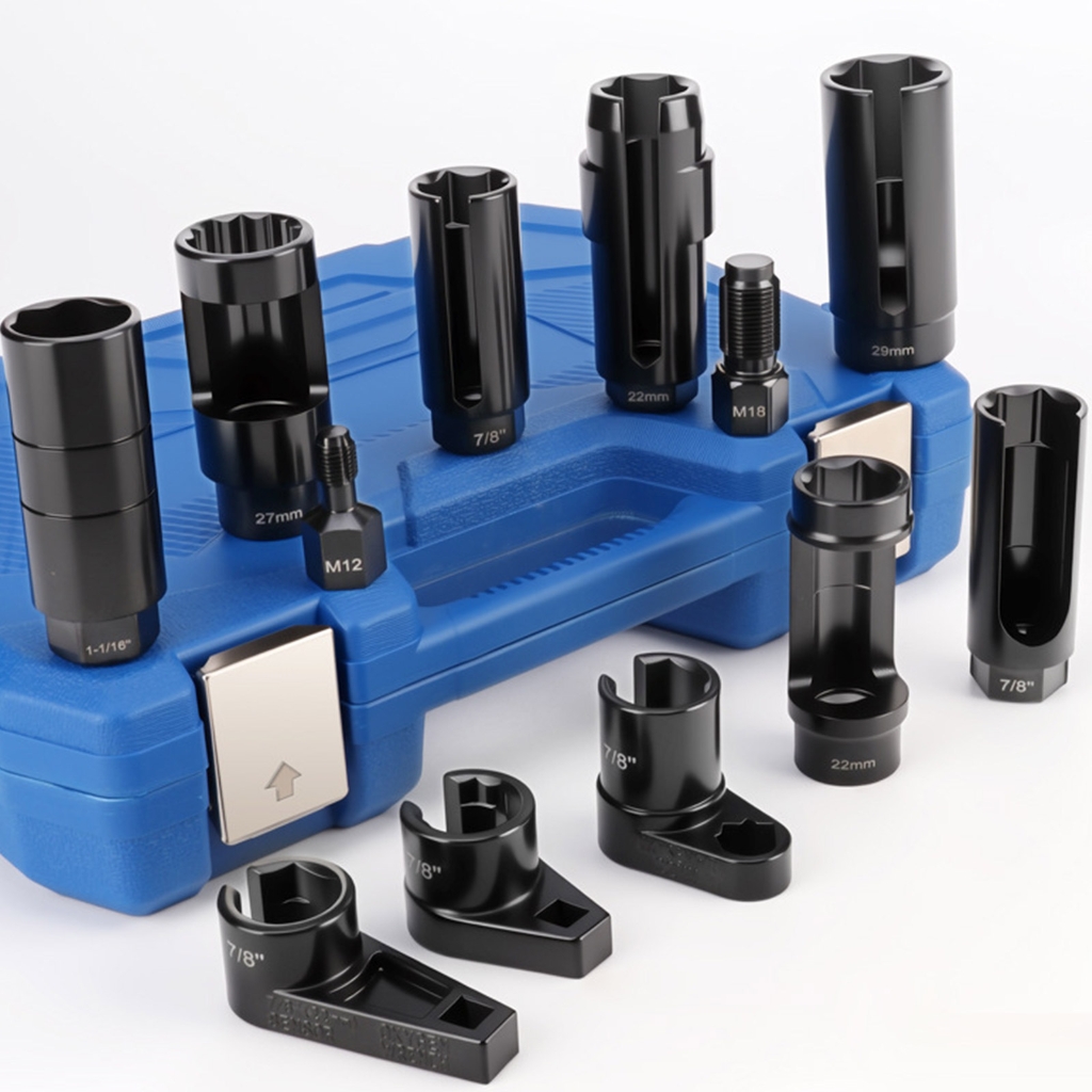 Professional Car Oxygen Sensors Socket Wrench Set 22mm Automotive Repair Tool Kit With Storage Case 12pcs Multiple Size