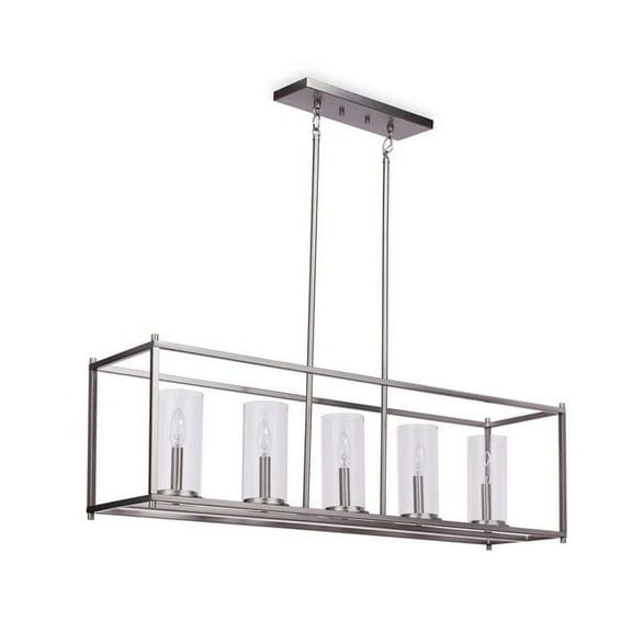 ChandelierCrystalLights 5-light Rectangular Linear Chandelier - Brushed Nickel