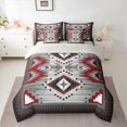 thumbnail image 2 of Homewish Vintage Western Aztec Bedding Comforter Set 7pcs for Adult, Grey Red Square Triangle Queen Bedding Sets, Mandala Style Reversible Queen Sheet Sets, Microfiber Bedroom Decor, 2 of 7