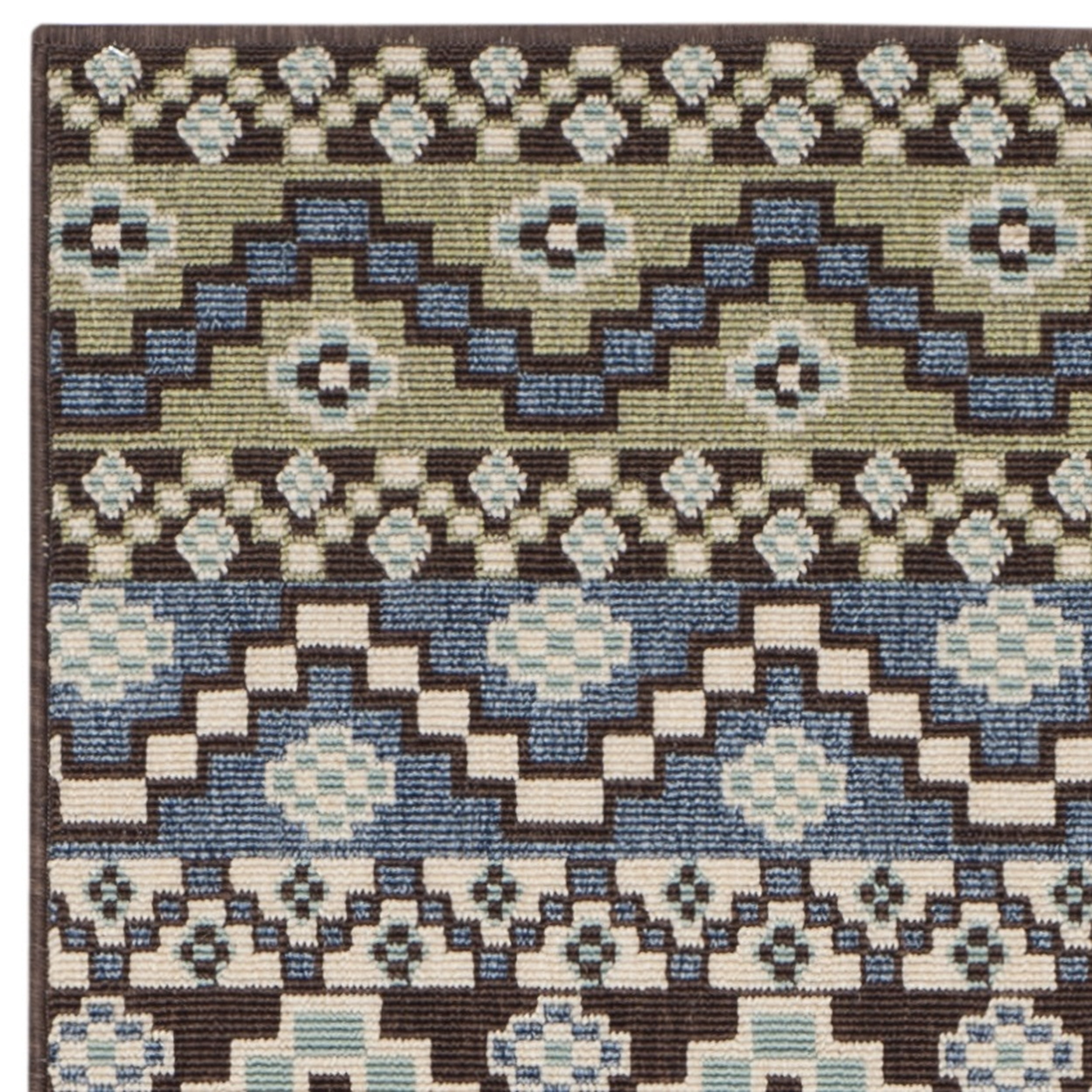 SAFAVIEH Veranda Luwig Southwestern Indoor/Outdoor Runner Rug, 2'3" x 12', Blue/Cream