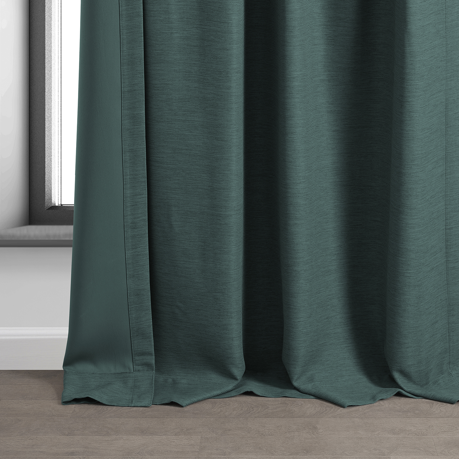 Half Price Drapes Bayberry Teal Bellino Textured Faux Linen Room Darkening Curtains For Bedroom & Living Room Curtains(1 Panel), Curtains 120 Inches Long, 50W X 120L