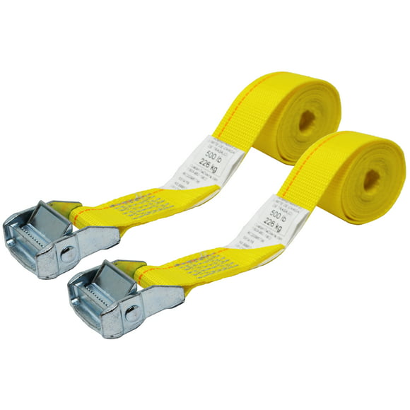CustomTieDowns 2 Pack-1.5 inch x 6 Foot Cinch Strap Endless Loop Tie Down(No Hooks), Polyester Tie-down Webbing.(Yellow) 8245