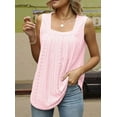 thumbnail image 5 of Ruffled Square Collar Tank Top Women Striped Tank Tee Summer Casual Loose Fit Sleeveless Shirt Light Pink M, 5 of 9