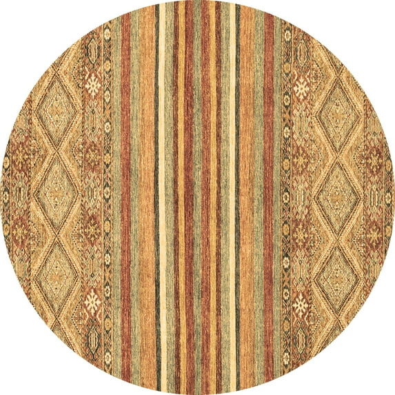 Ahgly Company Indoor Round Abstract Brown Modern Area Rugs, 5' Round