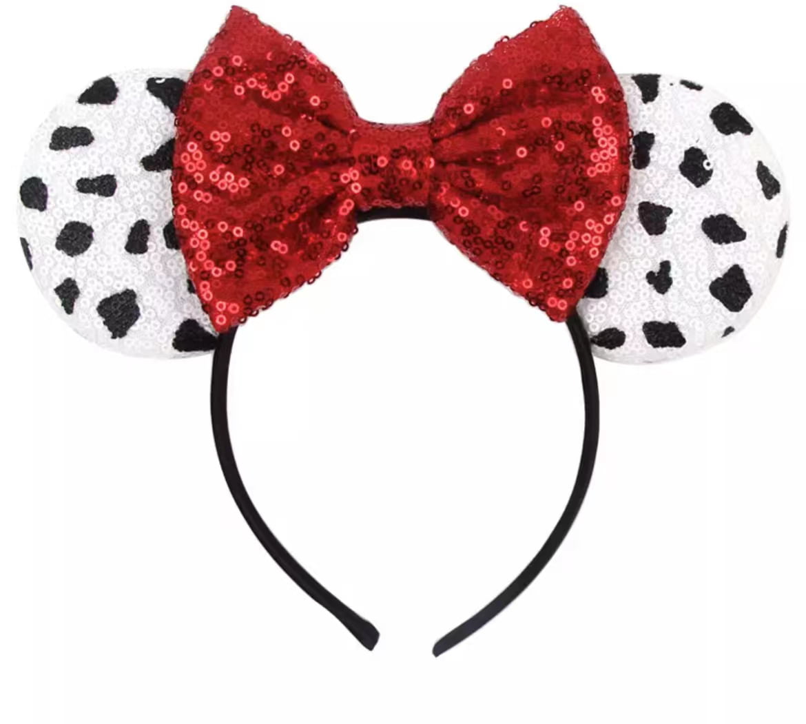 Disneyland Disney World Disney Bounding Disney Trip Accessories Princess Costume Sequin Red Polka Dot Minnie Ears Black & White