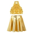 thumbnail image 3 of TTAO Kids Girls 2 Piece Samba Jazz Latin Dance Outfits Sequin Sleeveless Crop Top With Skirt Set Performance Dancewear Gold 8, 3 of 5