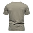 thumbnail image 4 of Ulitacool Men T Shirt Summer Solid Color V Neck Short Sleeved T Shirt Trend Clothing Khaki, 4 of 7