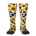 thumbnail image 1 of Fotbe Cow Print Sunflower Calcetas Divertidas Estampadas para Hombre y Mujer, Calcetas de Algodón hasta la Rodilla para Caminar, Correr, Enfermería y Embarazo, 1 of 6