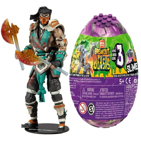 Toys Mortal Kombat Sub Zero Bloody Frozen Over Skin 7 Action Figure + Mega Construx Breakout Beasts Goldengrowl, Pack of 2