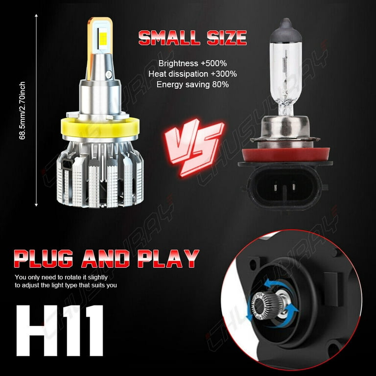 Pair H11 LED Headlights H11/H8/H9 Super Bright Bulbs Kit 6000K White  120000LM HIGH/LOW Beam