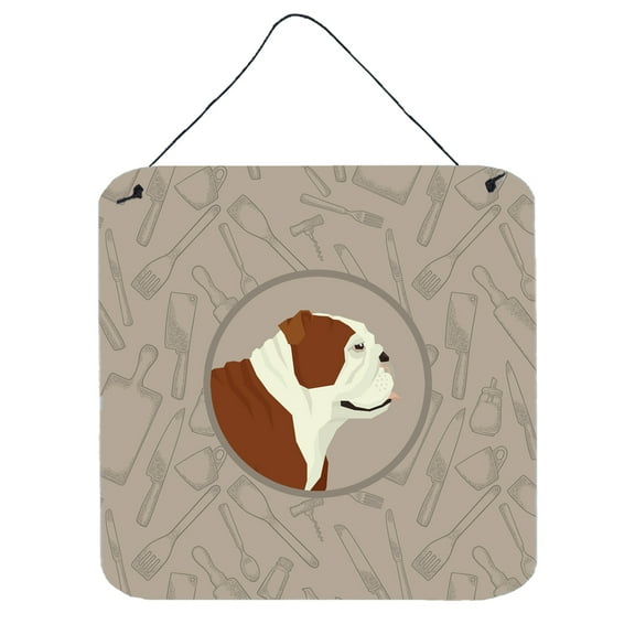 English Bulldog In the Kitchen Wall or Door Hanging Prints