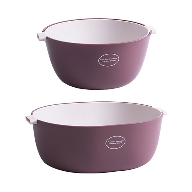Wuming Wuming Versatile Strainer for Fruits and Vegetables - Dual-Function Drainage and Storage Basket in Deep Red, Eco-Friendly PP Material, Large Capacity for Kitchen Use