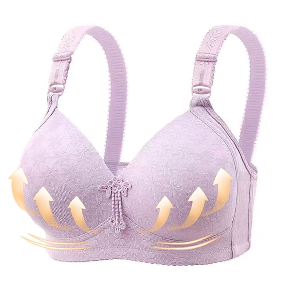Homenesgenics Bras for Women Plus Size Sports Bra Ladies Traceless Comfortable No Steel Ring Breathable Gathering Bra Woman Underwear Purple L