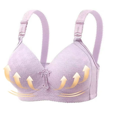 Crunowin Women s Push up Bras Plus Size Underwire  Full Coverage Support Daily Bra Purple XL
