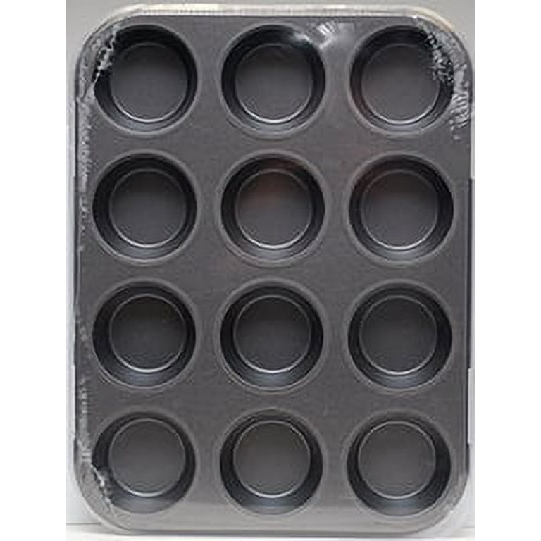 katbite Silicone Muffin Pan Grey, 12 Cups Cupcake Pan With 6 baking cu