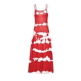 thumbnail image 4 of Fangasis Women Long Dress V Neck Maxi Dresses Tie Dye Sundress Ladies Casual Slip Beach Wine Red XL, 4 of 7