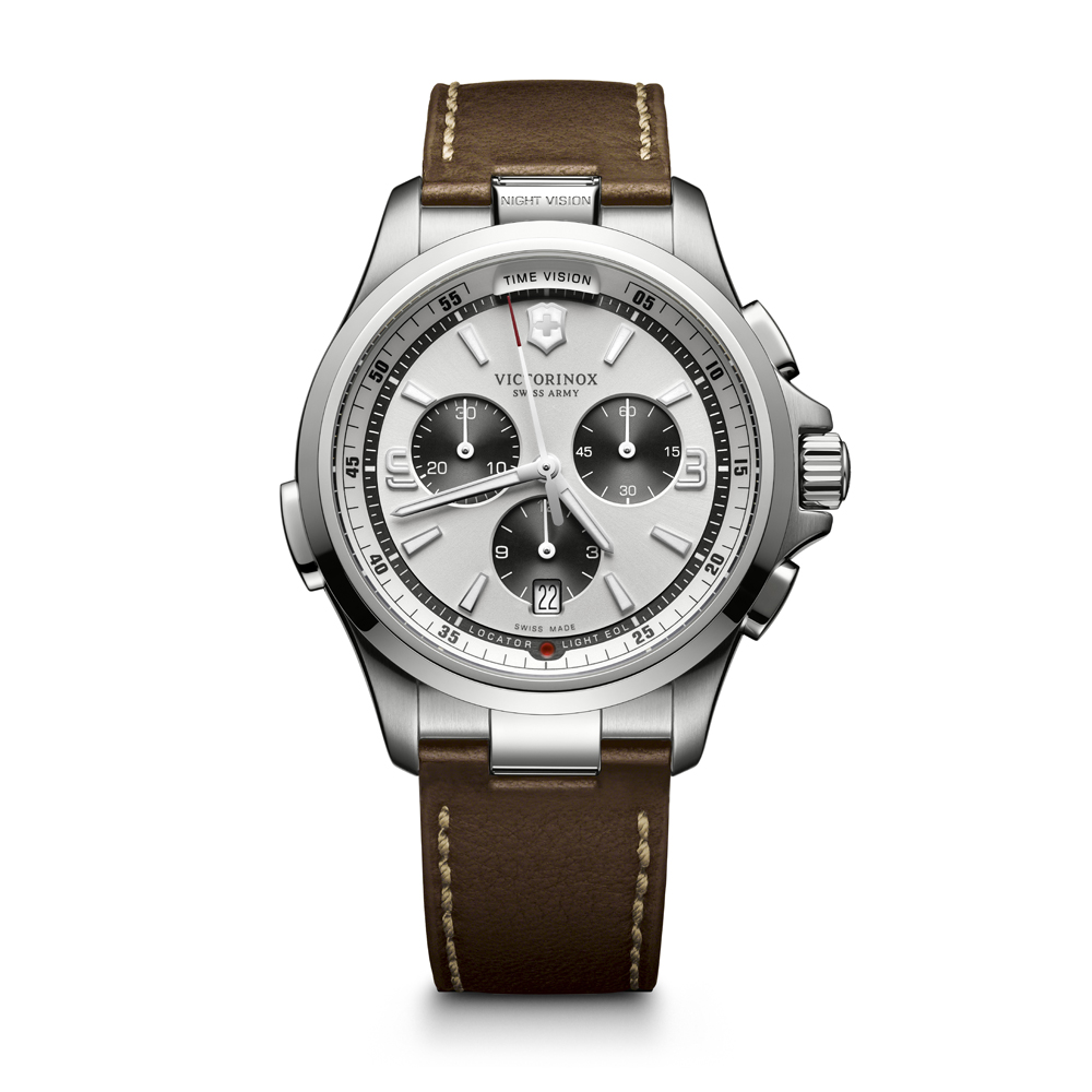 Victorinox Victorinox Night Vision Silver Dial Leather Strap Men's