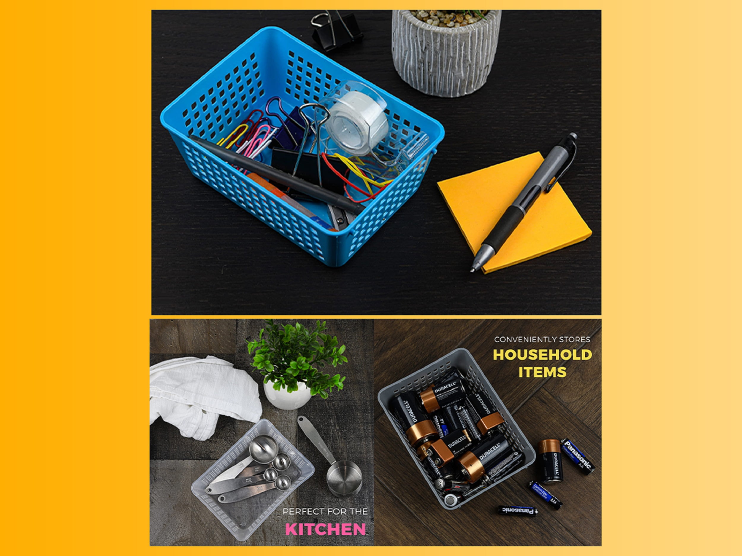 YBM Home Medium Plastic Storage Basket (6 Pack), Clear 9 L x 6 W x 2.25 H
