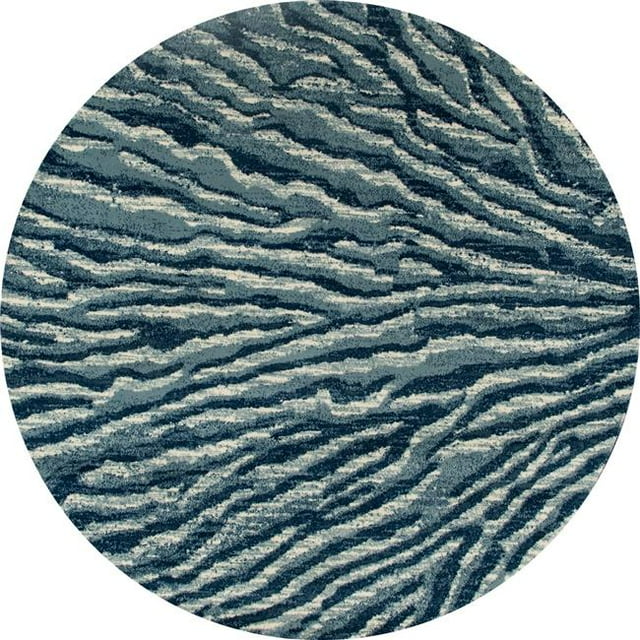 25894 Tapis d'Art 5 Pi. Collection Troy Tapis Rond Tissé, Bleu