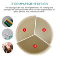 thumbnail image 3 of Pen Pot 360 Degrees Rotating PP Pen Holder 3 Grid Makeup Brush Holder Multipurpose Large Capacity Large Capacity Pen Organizer, 3 of 7