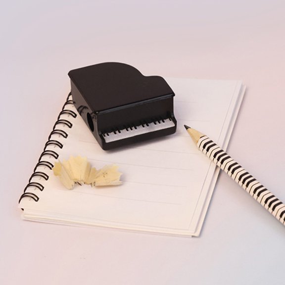 Piano themed Mini Pencil Sharpener for Office and Gift Use, Manual Sharpener with Transparent Container, Portable Music themed Planer