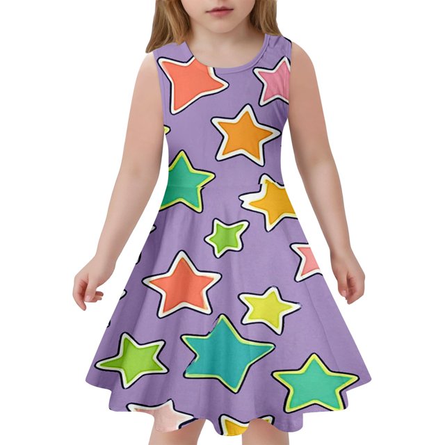 Robe Fille Robe Florale pour Filles Robe d'Anniversaire Robe de Princesse Vêtements d'Été pour Tout-Petits Filles 6-7 Ans Mode Filles