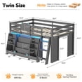 thumbnail image 2 of Low Loft Bed Twin Size with LED Lights and Montessori Storage Bookshelf, Twin Loft Bed Frame with Secret Play Space, Toy Box, Safety Guardrails and Stairs, Wood Twin Beds for Boys/Girls,Grey, 2 of 9