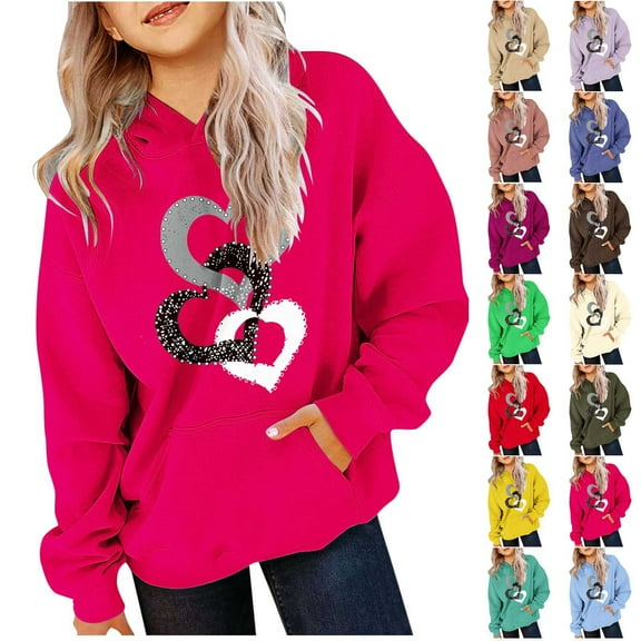 Avtoify Girls Hoodies Casual, Toddler Girls Fall Clothes, Children's Long-Sleeved Patterned T-Shirt with a Printed Round Neck, Suitable for Boys' Hooded Sweatshirts with a Hood