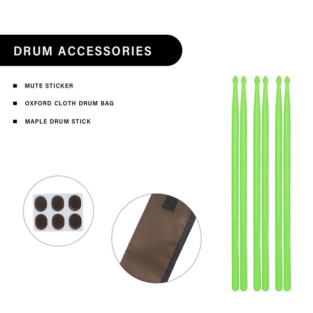 Juego de bolsa para baquetas, bolsa de batería profesional, almohadilla silenciosa, juego de baquetas, piezas de percusión
