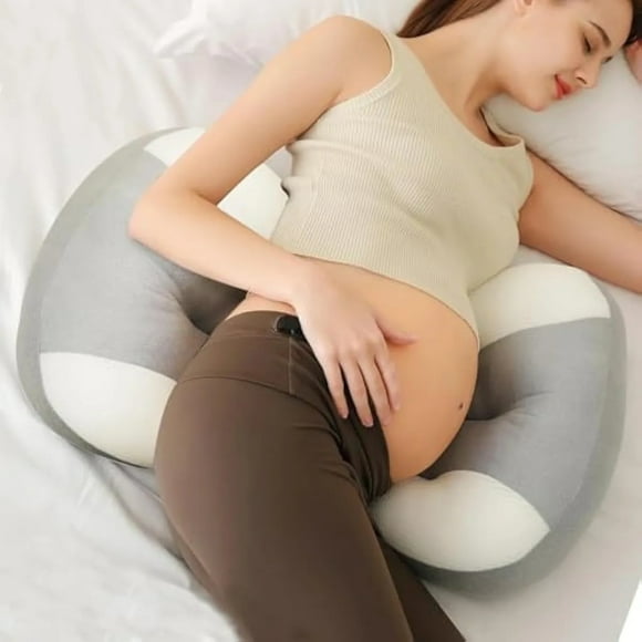 Grey U-Shape Pregnancy Pillow with Adjustable Strap - Full Body Maternity Support for Belly, Back, Hips - Breathable, Washable, Ergonomic Cushion for Sleeping & Nursing