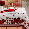 thumbnail image 2 of Valentines Day Tablecloth, Buffalo Plaid Red Hearts Valentines Table Cover Waterproof Dining Decorations, 60 x 104 inch, Polyester, 2 of 6