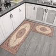 thumbnail image 3 of Boho Light Brown Pattern Kitchen Rugs and Mats Sets Of 2, Funny Kitchen Decoration Rubber Backing Non-Slip Absorbent Mats for Sink Waterproof Runner Rug for Laundry Room 17x30+17x48inch, 3 of 7