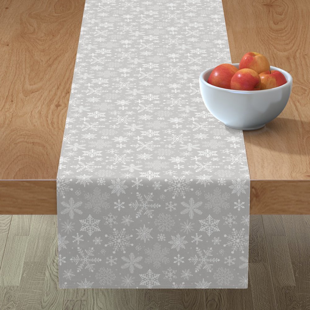 Table Runner Snowflakes Snowflake Winter Christmas Holidays Snow Cotton