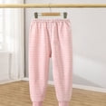 thumbnail image 2 of SGFCWSX Kids Pants Boys Girls Striped Jogger Pants Soft Cotton Comfy Lounge Trousers for Daily Activewear Pink Size 7, 2 of 7