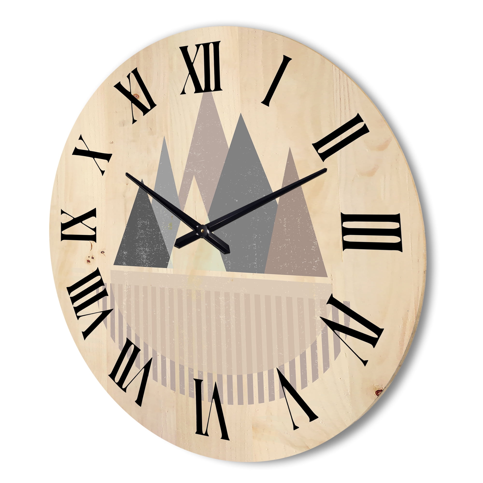Designart 'Abstract Moon and Sun In Mountains III' Modern Wood Wall Clock