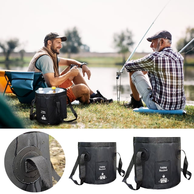 Xihbxyly Cubo Plegable Portátil, Contenedor de Agua Ligero, Diseño de Tela a Prueba de Fugas, Compacto y Fácil de Transportar, Multifuncional para Pesca, Camping, Senderismo, Gran Capacidad, Fácil de