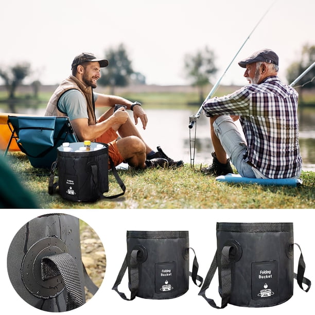 Fiudx Cubo Plegable Portátil, Contenedor de Agua Ligero, Diseño de Tela a Prueba de Fugas, Compacto y Fácil de Transportar, Multifuncional para Pesca, Camping, Senderismo, Gran Capacidad, Fácil de Se