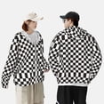 thumbnail image 4 of Balery Black and White Checkerboard Sudadera ligera de manga larga con capucha y protección solar UPF 50+ para hombre y mujer, ideal para pesca y running-Small, 4 of 7