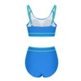 thumbnail image 5 of Efsteb Womens High Waisted Bikini Bottoms Women's High Waisted Bikini Sets Sporty Two Piece Swimsuits Color Block Cheeky High Cut Bathing Suits (Blue,L), 5 of 7