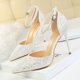 thumbnail image 3 of Zapatos de tacón alto sexys para mujer, de discoteca, con boca poco profunda, puntiagudos, de metal, de una sola línea, con lentejuelas, sandalias huecas, zapatos de tacón para mujer, 3 of 5