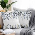 thumbnail image 2 of Teal Gray Eucalyptus Leaves Throw Pillow Covers 16x16 Inch Set of 2, Farmhouse Botanical Watercolor Waterproof Outdoor Pillow Covers, Decorative Cushion Pillowcases for Couch, Sofa, Bed, Patio, 2 of 9