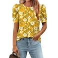 thumbnail image 2 of Tnhcen Blouses d'Été à Manches Courtes pour Femmes / Hauts à Col Rond Imprimés Coupe Ample / Mélange Polyester Spandex P-2TG, 2 of 7