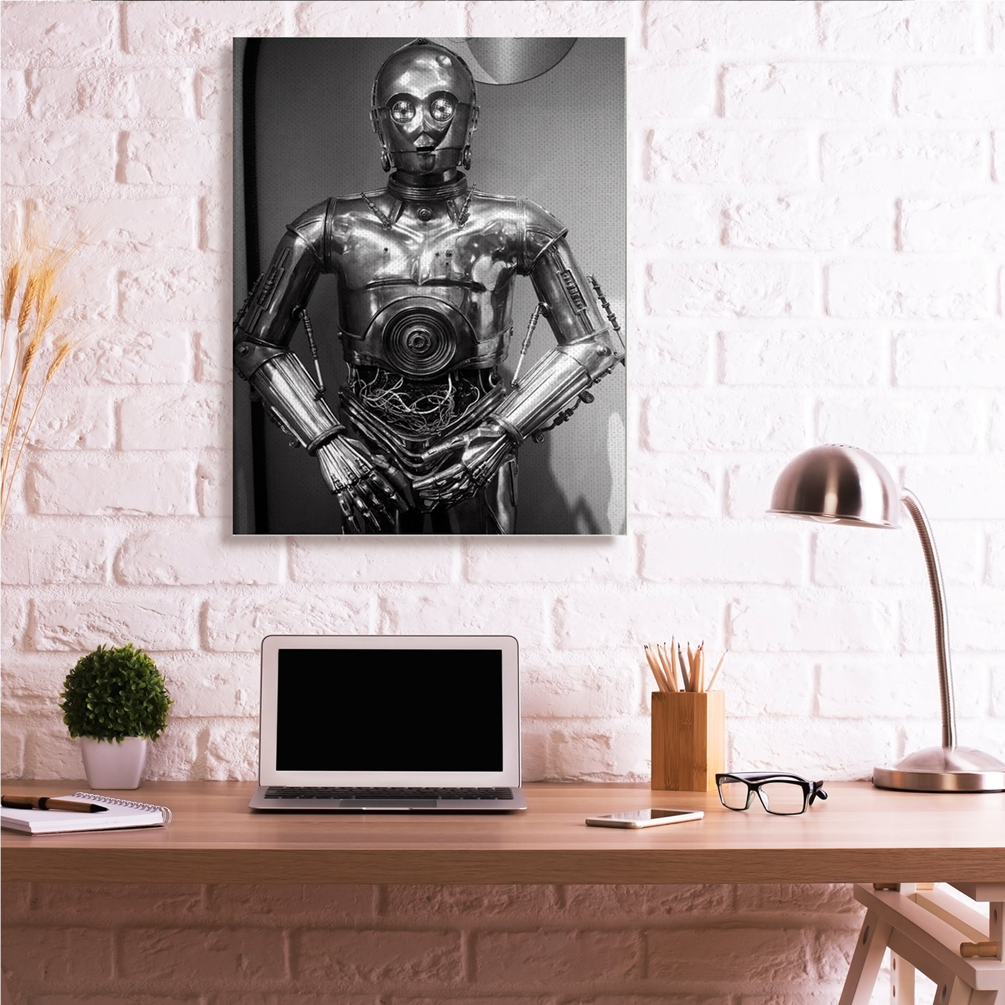 Stupell Industries Iconic Robot Science Fiction Character Black White,36 x 48,Designed by Nice Nshuti