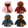 thumbnail image 5 of GYRATEDREAM Kids Winter Jacket Boys Girls Warm Winter Snowsuit Jacket Outerwear Clothes Zipper Thick Fleece Removable Hooded Snow Coat for 3-4Y Red, 5 of 7