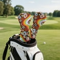 thumbnail image 5 of Yuyamidu Hippie Flowers Golf Head Covers PU Leather Golf Club Head Cover for Driver Fairway Wood Hybrid Women, Waterproof Golf Accessory, 5 of 8