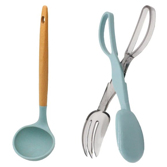 Combo de Utensilios Pinzas para Ensalada y Cucharón Sopero Agua