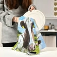 thumbnail image 6 of Dreamtimes Soft Absorbent Reusable Kitchen Towels, Set of 1|28x18 in, Black and White Longhorn Dining Kitchen Living Room Tea Towels Dish Towels Decorative Towels, 6 of 7