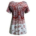 thumbnail image 7 of UTTOASFAY Women Blouses Plus Women Summer Printing Short Sleeves O-Neck Loose T-Shirt Blouse Tops Red S, 7 of 7