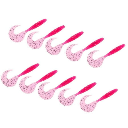 10pcs Soft Worm Grub Maggots Lures Curly Single Tail Fishing Baits Lure 8