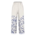 thumbnail image 3 of Casual Pants for Women Retro Printed Loose Pocket Patchwork Cotton Linen Casual Pants, 3 of 6